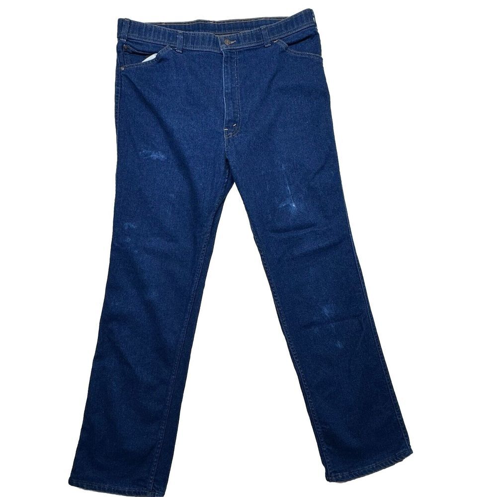 Vintage 70s/80s Levis 549 Orange Tab Jeans Men's Size 40x32 Blue Denim‎ Flat